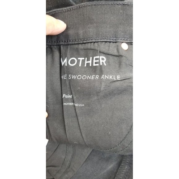 Mother 25X27 Women's Black The Swooner Ankle Wet Paint Denim Logo Tag Jeans USA - Picture 8 of 16